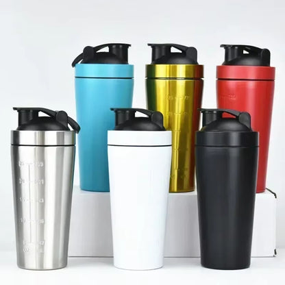 Protein Shaker Bottle Stainless Steel Gym Outdoor Shake Kettle Nutrition Shaker Cup Sport Mixer Water Bottle Whey Protein Cup