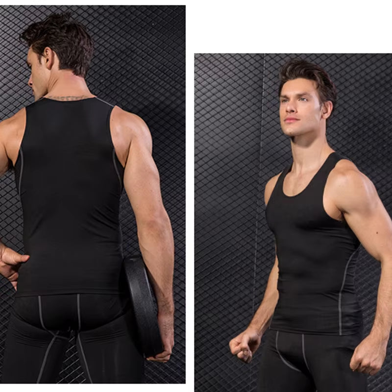 Quick Dry Compression Sleeveless Running Shirt Men Gym Fitness Tank Tops High Stretch Bodybuilding Vest Summer Clothes Customize