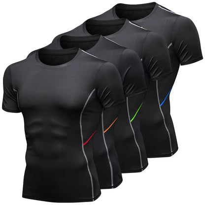 2020 New Sports T-Shirts Quick Dry Tight Fitness Men Running T Shirts Short Sleeve Gym Compression Shirt Men'S Sportswear Tshirt