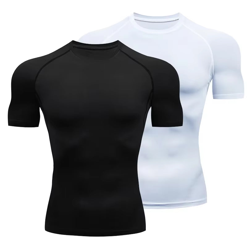 Men'S Running Compression Tshirts Quick Dry Soccer Jersey Fitness Tight Sportswear Gym Sport Short Sleeve Shirt Breathable