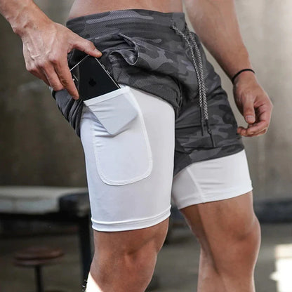 Running Shorts Men Gym Sports Shorts 2 in 1 Quick Dry Workout Training Gym Fitness Jogging Short Pants Summer Men Shorts 2023