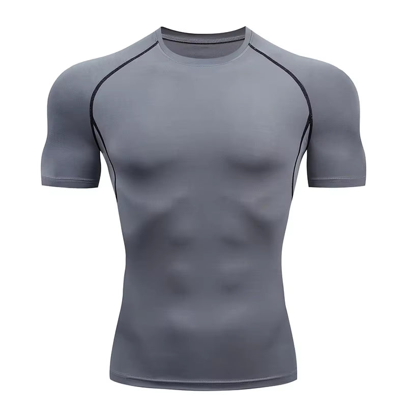 Men'S Running Compression Tshirts Quick Dry Soccer Jersey Fitness Tight Sportswear Gym Sport Short Sleeve Shirt Breathable