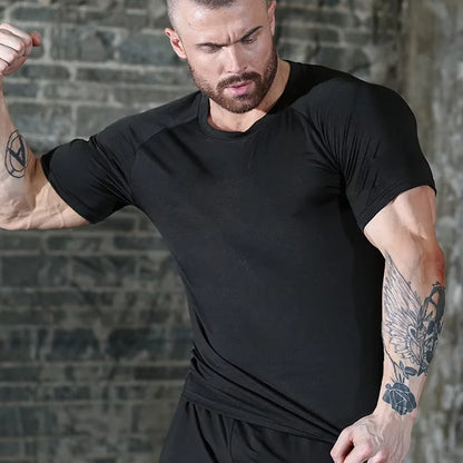 Men'S Running Compression Tshirts Quick Dry Soccer Jersey Fitness Tight Sportswear Gym Sport Short Sleeve Shirt Breathable