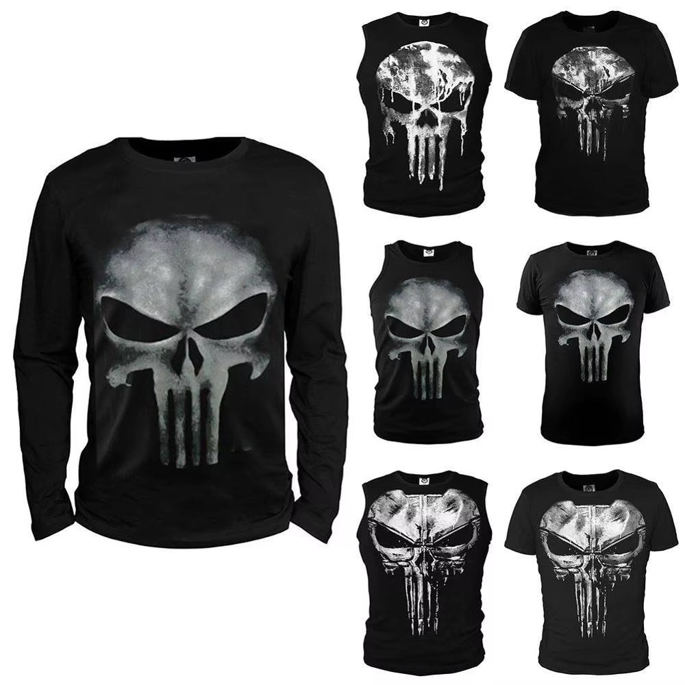 3D Punisher Short Sleeve Compression Casual Shirt T Shirt Male 3 D T-Shirt for Male Punishing Body Building Long Sleeved T-Shirt