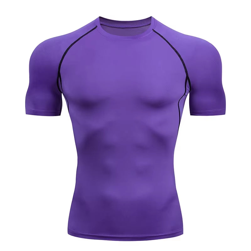 Men'S Running Compression Tshirts Quick Dry Soccer Jersey Fitness Tight Sportswear Gym Sport Short Sleeve Shirt Breathable