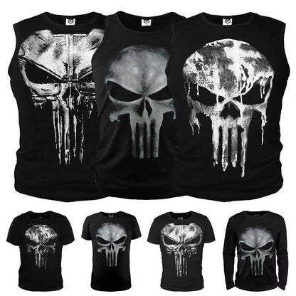 3D Punisher Short Sleeve Compression Casual Shirt T Shirt Male 3 D T-Shirt for Male Punishing Body Building Long Sleeved T-Shirt