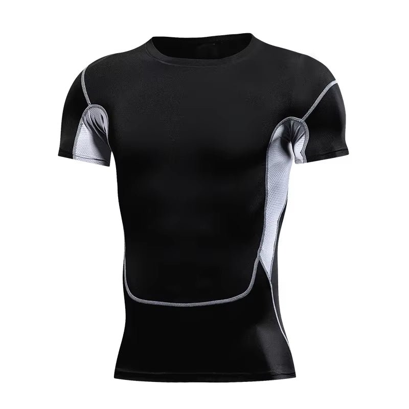 Men'S Running Compression Tshirts Quick Dry Soccer Jersey Fitness Tight Sportswear Gym Sport Short Sleeve Shirt Breathable