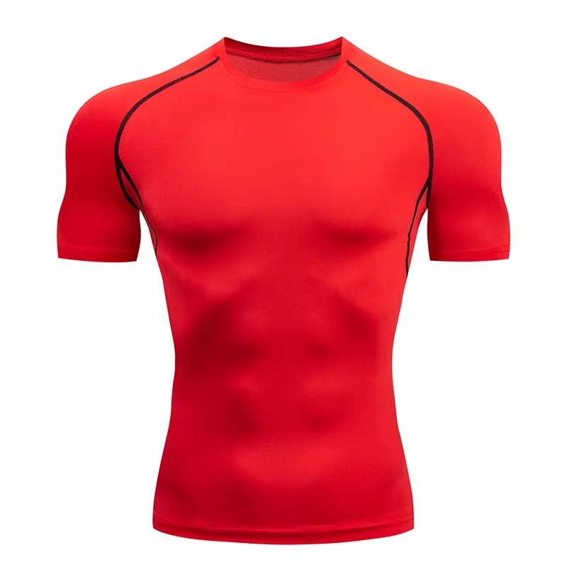 Men'S Running Compression Tshirts Quick Dry Soccer Jersey Fitness Tight Sportswear Gym Sport Short Sleeve Shirt Breathable