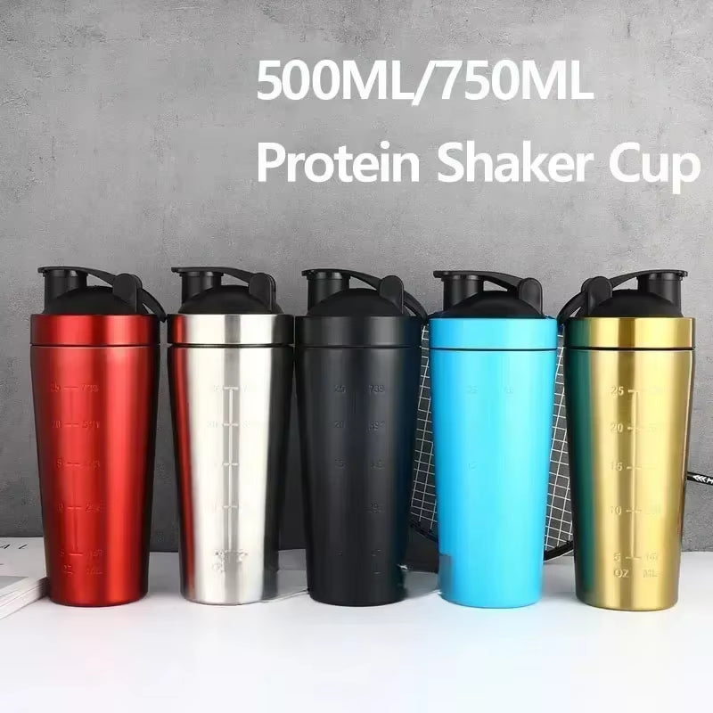 Protein Shaker Bottle Stainless Steel Gym Outdoor Shake Kettle Nutrition Shaker Cup Sport Mixer Water Bottle Whey Protein Cup