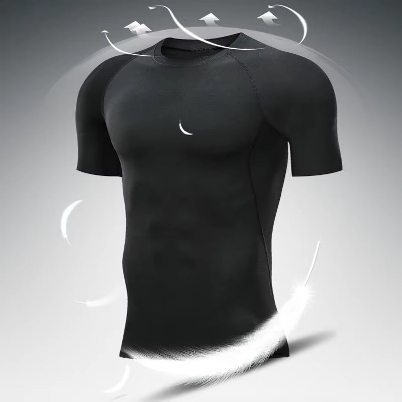 Men'S Running Compression Tshirts Quick Dry Soccer Jersey Fitness Tight Sportswear Gym Sport Short Sleeve Shirt Breathable