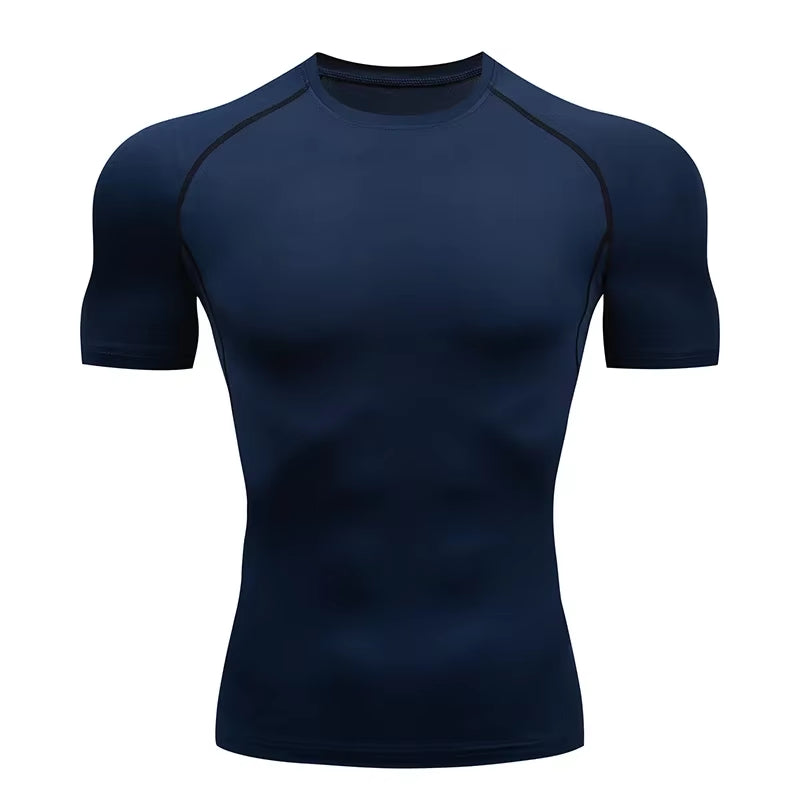 Men'S Running Compression Tshirts Quick Dry Soccer Jersey Fitness Tight Sportswear Gym Sport Short Sleeve Shirt Breathable