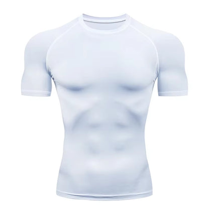 Men'S Running Compression Tshirts Quick Dry Soccer Jersey Fitness Tight Sportswear Gym Sport Short Sleeve Shirt Breathable