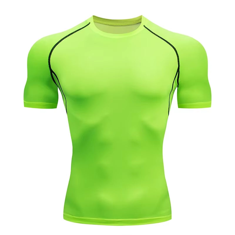 Men'S Running Compression Tshirts Quick Dry Soccer Jersey Fitness Tight Sportswear Gym Sport Short Sleeve Shirt Breathable